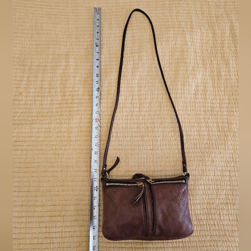 FOSSIL Brown Soft Leather ERIN Small Crossbody Purse Bag Brass Hardware - Picture 11 of 13